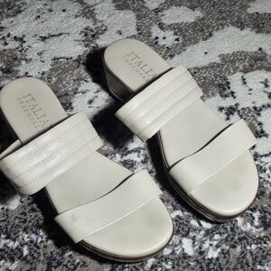 Italian Shoemakers Cream Wedge Sandals Women’s Size 7 Double Strap Slide Italy